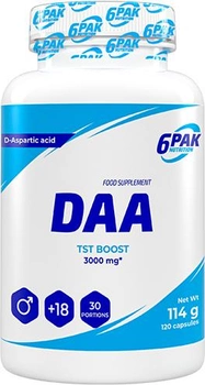 Booster testosteronu 6PAK Nutrition DAA 3000 mg 120 kapsułek (5902811815840)