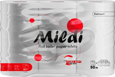 Туалетний папір Mildi Pro Expert 50 метрів 435 відривів 2 шари 6 рулонів (4820032450903)