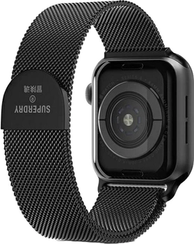Pasek SuperDry Watchband Chainmail do Apple Watch Series 4/5/6/7/8/SE/SE2 38-41 mm Czarny (8718846080972)