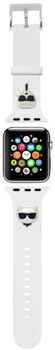 Pasek Karl Lagerfeld Silicone Karl & Choupette Heads KLAWLSLCKW do Apple Watch Series 1/2/3/4/5/6/7/SE 42-45 mm Biały (3666339031596)