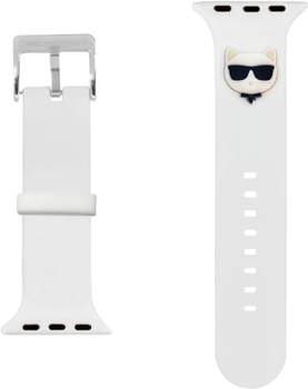 Pasek Karl Lagerfeld Silicone Choupette Heads KLAWMSLCW do Apple Watch Series 1/2/3/4/5/6/7/SE 38-41 mm Biały (3666339033699)