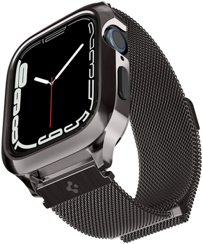 Pasek z etui Spigen Metal Fit Pro ACS04585 do Apple Watch Series 7/8/9 45 mm Grafitowy (8809811861402)