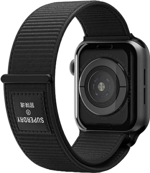 Pasek SuperDry Watchband Nylon Weave do Apple Watch Series 4/5/6/7/8/SE/SE2 38-41 mm Czarny (8718846080897)