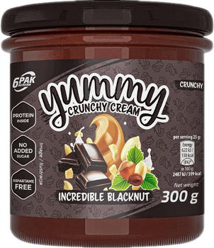 Krem 6PAK Nutrition Yummy Cream 300 g Incredible Blacknut (5902811812467)