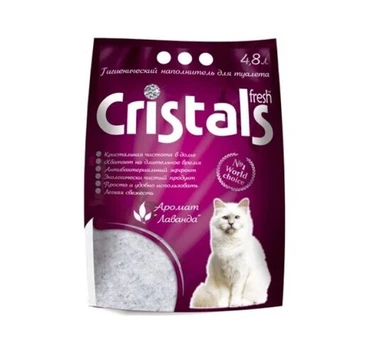 Наповнювач для котячого туалету Cristals Fresh з лавандою силікагелевий вбирний 2.1 кг (4.8 л) (6930009507023)