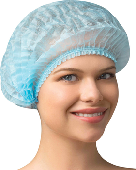 Одноразовая шапочка-берет Медоспан голубая 1 резинка 1000 шт (106500170)