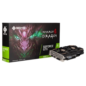 Видеокарта GeForce GTX 1660 Ti, Maxsun-Soyo, 6Gb GDDR6, 192-bit, DVI/HDMI/DP, 1785/14000 MHz, 8-pin (SY-GeForce GTX1660Ti Monarch Dragon 6G T0)