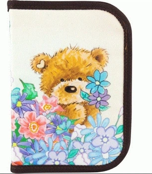 Пенал твердий книжка 621 Popcorn Bear Бежевий 20x14x3.7 см Kite