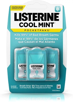 Мятные полоски Listerine Cool Mint Pocketpaks 72 шт
