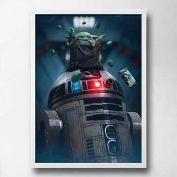 Постер на ПВХ "R2D2 & Baby Yoda" UkrPoster 2212570076 белая рамка 50х70 см