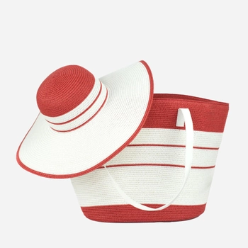 Сумка шопер з капелюшком жіноча Art Of Polo cz22193 Білий/Червоний (5902021189137)