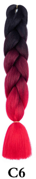 Канекалон Jumbo Braid омбре трехцветный черный бардовый красный коса 60 см Вес 100 грам Термостойкий С6