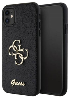 Панель Guess Glitter Script Big 4G для Apple iPhone 11 Чорна (3666339147266)