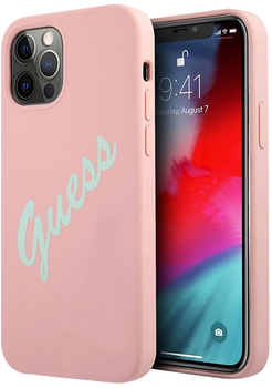 Панель Guess Silicone Vintage для Apple iPhone 12 Pro Max Рожевий (3700740495209)