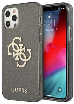 Панель Guess Glitter 4G Big Logo для Apple iPhone 12 Pro Max Чорний (3666339004859)