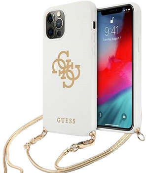 Панель Guess Gold Chain Collection для Apple iPhone 12/12 Pro Білий (3666339004637)