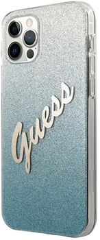 Панель Guess Glitter Gradient Script для Apple iPhone 12/12 Pro Синій (3700740494806)