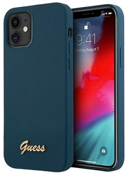 Панель Guess Metal Logo Script для Apple iPhone 12 mini Синій (3700740494608)