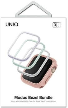 Zestaw etui Uniq Moduo 3 in 1 do Apple Watch Series 4/5/6/7/8/SE/SE2 40-41 mm Szałwiowy/Lillak/Biały (8886463681015)