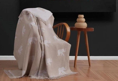 Плед хлопковый Eponj Home. Buldan Keten - Fil bej-170х220