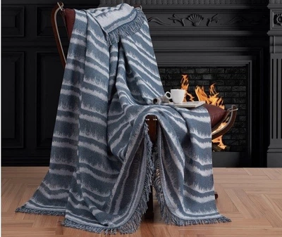 Плед хлопковый Eponj Home. Buldan Keten Desibel petrol-170х220