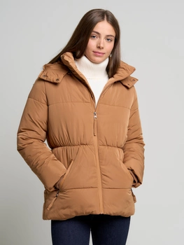 Куртка демісезонна подовжена з капюшоном жіноча Big Star 130302 L Світло-коричнева (5900714546236)