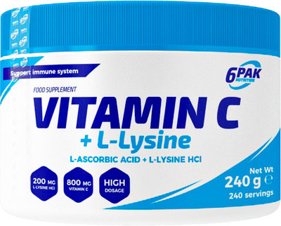 Suplement diety 6PAK Nutrition Vitamin C + L- Lysine Powder 240 g (5902811810807)