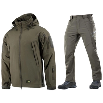 Чоловічий Комплект M-TAC на флісі Куртка + Штани / Утеплена Форма SOFT SHELL олива розмір 2XL 54-56