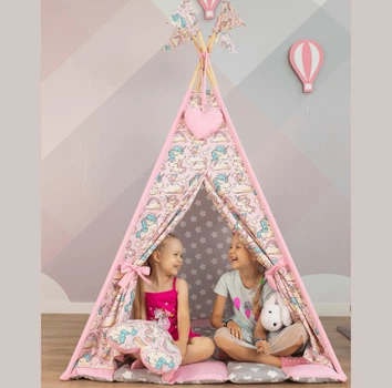 Палатка-Вигвам Единороги с мятными гривами 110х110х180см, розовая, WIGWAMHOME