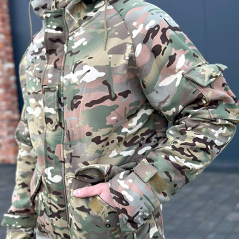 Зимняя мужская Куртка Softshell с Капюшоном и функциональными Карманами мультикам размер XXL