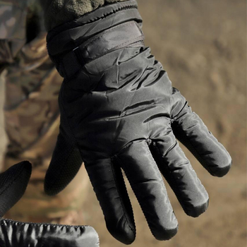 Зимние перчатки с меховой подкладкой черные размер универсальный