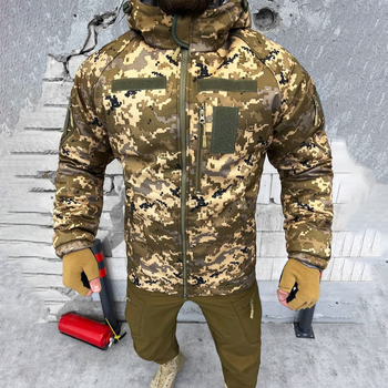 Мужская Зимняя Куртка Softshell с подкладкой OMNI-HEAT / Верхняя одежда с синтепоновым утеплителем пиксель