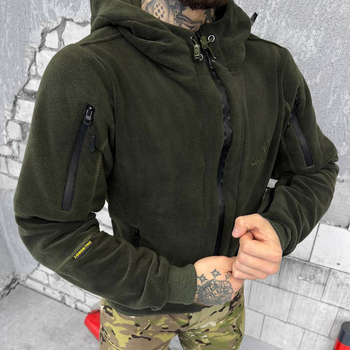 Мужская флисовая кофта с капюшоном и карманами Logos tactical / Плотная Флиска олива размер XL