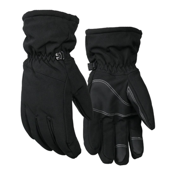 Плотные зимние перчатки SoftShell на флисе с сенсорными вставками черные размер универсальный L/XL