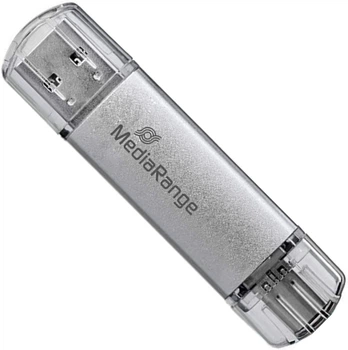 Флеш пам'ять USB MediaRange Combo Flash Drive 64GB USB 3.2 Gen1 + Type-C Silver (MR937)
