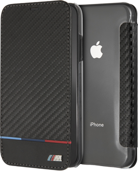 Etui z klapką BMW Carbon Tricolor Stripe do Apple iPhone XS Max Black (3700740435120)