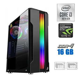 Игровой ПК / Intel Core i3-10100F (4 (8) ядра по 3.6 - 4.3 GHz) NEW / 16 GB DDR4 NEW / 120 GB SSD NEW + 500 GB HDD / nVidia GeForce GTX 1070 Ti, 8 GB GDDR5, 256-bit / 600W NEW б/у