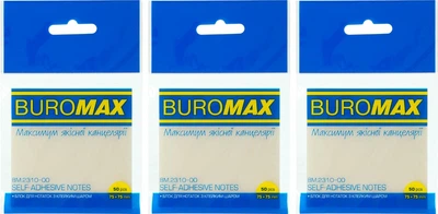 Набор прозрачных стикеров для заметок с клейким слоем пластиковые Buromax 75x75 мм 50 листов x 3 упаковки Прозрачные (BM.2310-00.3)
