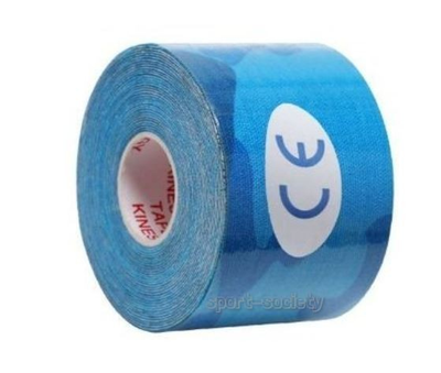 Кинезио тейп (кинезиологический тейп) Kinesiology Tape 5см х 5м синий с голубым (хакки)