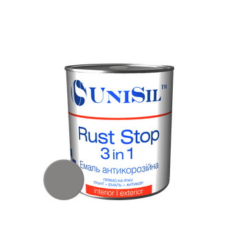 Емаль Rust Stop 3в1 Unisil сіра 0.75 л