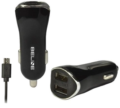 Автомобільний зарядний пристрій Beline 2xUSB + microUSB 2.1A Black (5900168331204)
