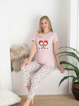 Піжама (штани+футболка) жіноча NOVITI PD004-W-01 M Рожева (5905204314265)