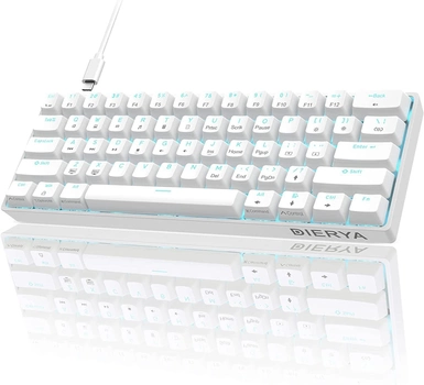 Механическая игровая клавиатура Dierya 60% с переключателями Clicky, Type-C, 61 клавиша (раскладка США, QWERTY, Red Switch) белый