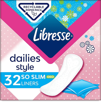 Щоденні прокладки ультратонкі, 32 шт. - Libresse Dailies Style So Slim Deo 32шт (1180450-134456)