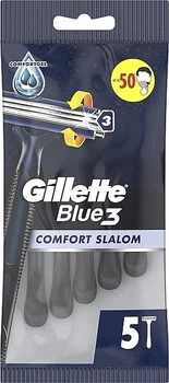 Набор одноразовых станков для бритья, 5 шт. - Gillette Blue 3 Comfort Slalom 5шт (1223997-132429)