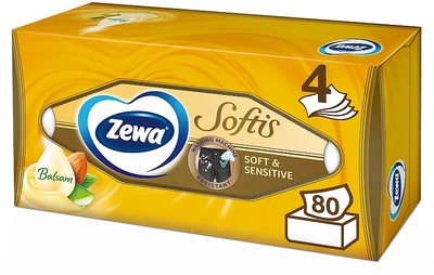 Салфетки косметичні 4 кулі, 80 шт - Zewa Softis Вох 80шт (1132494-100555)