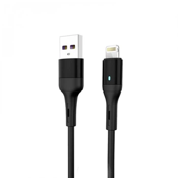 Кабель SkyDolphin S06L LED Smart Power USB - Lightning (M/M), 1 м, Чорний (USB-000554)