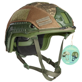 Шлем каска тактическая Global Ballistics с универсальным кавером FAST Future Assault Helmet NIJ IIIA Олива M/L