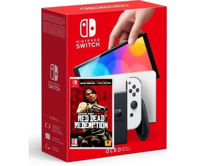 Игровая консоль Nintendo Switch (OLED model) White + Игра Red Dead Redemption (русские субтитры)