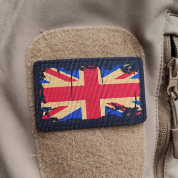 Шеврон Флаг Великобритании, Винтаж, 8х5, на липучке, патч печатный